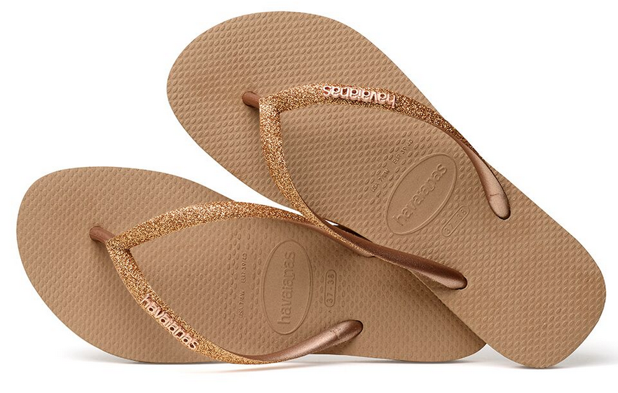 havaianas slim glitter rose gold